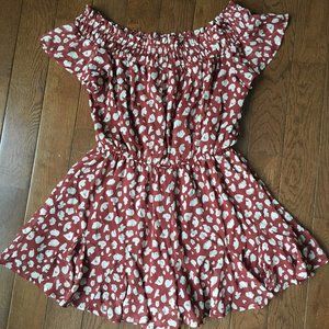 Francesca's Blue Rain coral leopard print romper sz m